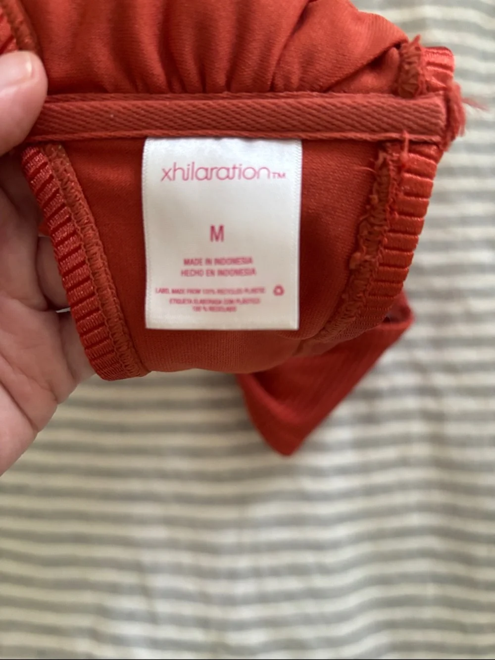 Xhilaration Ribbed Terracotta Clay Rust Red Bikini Top with Ruffled Straps - Picture 2 of 4